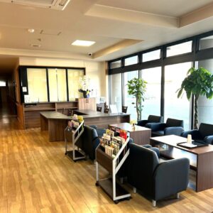 Reception set in the lobby of Komorebi Funeral Hall